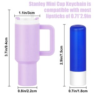 NBOOCUP Mini Cup Keychain for Stanley Cup, Straw Toppers Charm for Stanley 40 oz Tumbler, Straw Covers Charms with Adapter for Stanley Cup Accessories, Lip Balm Holder (Purple)