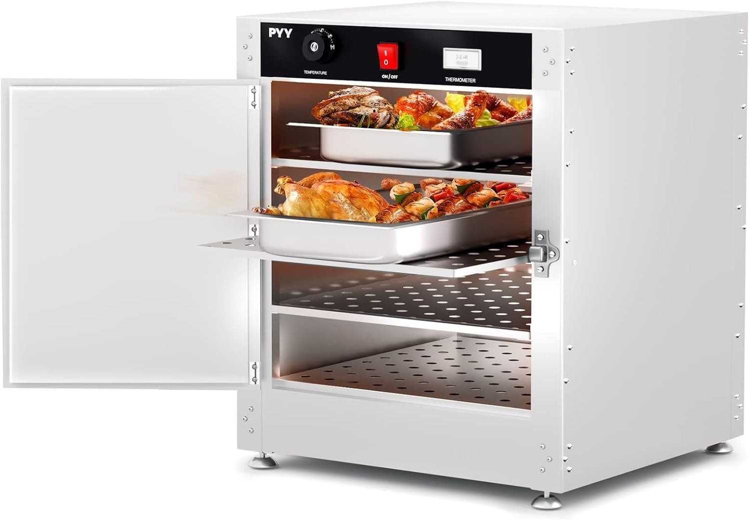 PYY Commercial Hot Box Food Warmer Cabinet - Portable 4-Tier Insulated Warming Cabinets Food Pan Carrier with Water Tray, Perfect for Food Pans, Ideal for Storing Pizza, Chicken, Restaurant