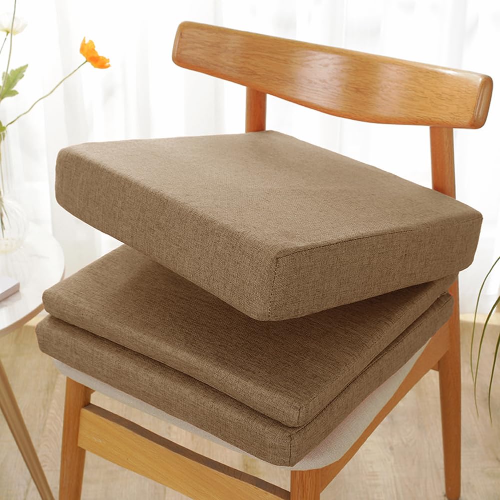 YUURO Square Chair Cushion 1"/2"/3" Thick High Density Foam Cushion for Indoor Outdoor Furniture,Ultra Soft Warm Floor Cushion Seat Cushion (16x16x3inch,Coffee)