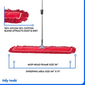 36 Inch Red Dust Mop with Metal Handle and 36 Inch Dust Mop Refill Bundle - 1 Mop Set and 4 Refills