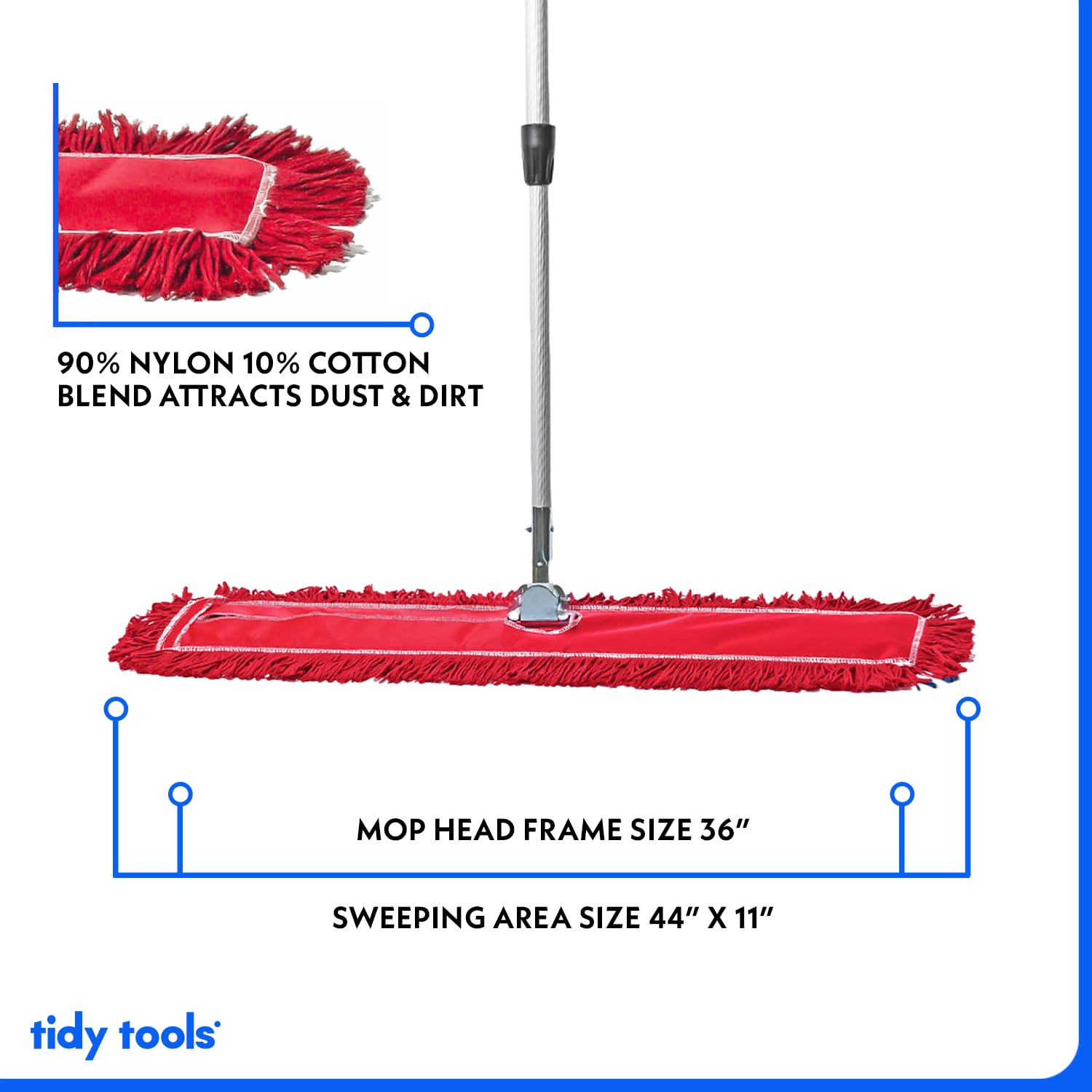 36 Inch Red Dust Mop with Metal Handle and 36 Inch Dust Mop Refill Bundle - 1 Mop Set and 4 Refills