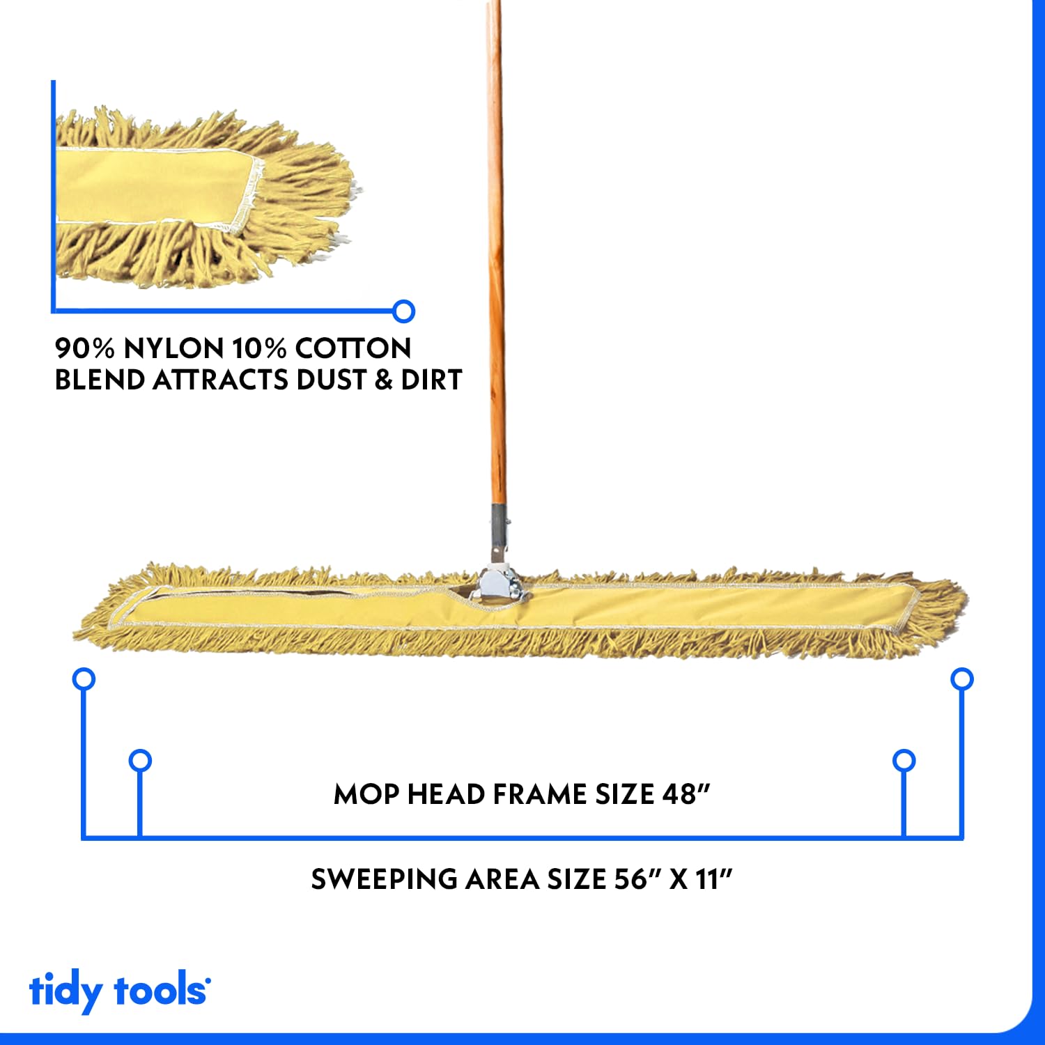 48 Inch Yellow Dust Mop with Wood Handle and 48 Inch Dust Mop Refill Bundle - 1 Mop Sets and 4 Refills