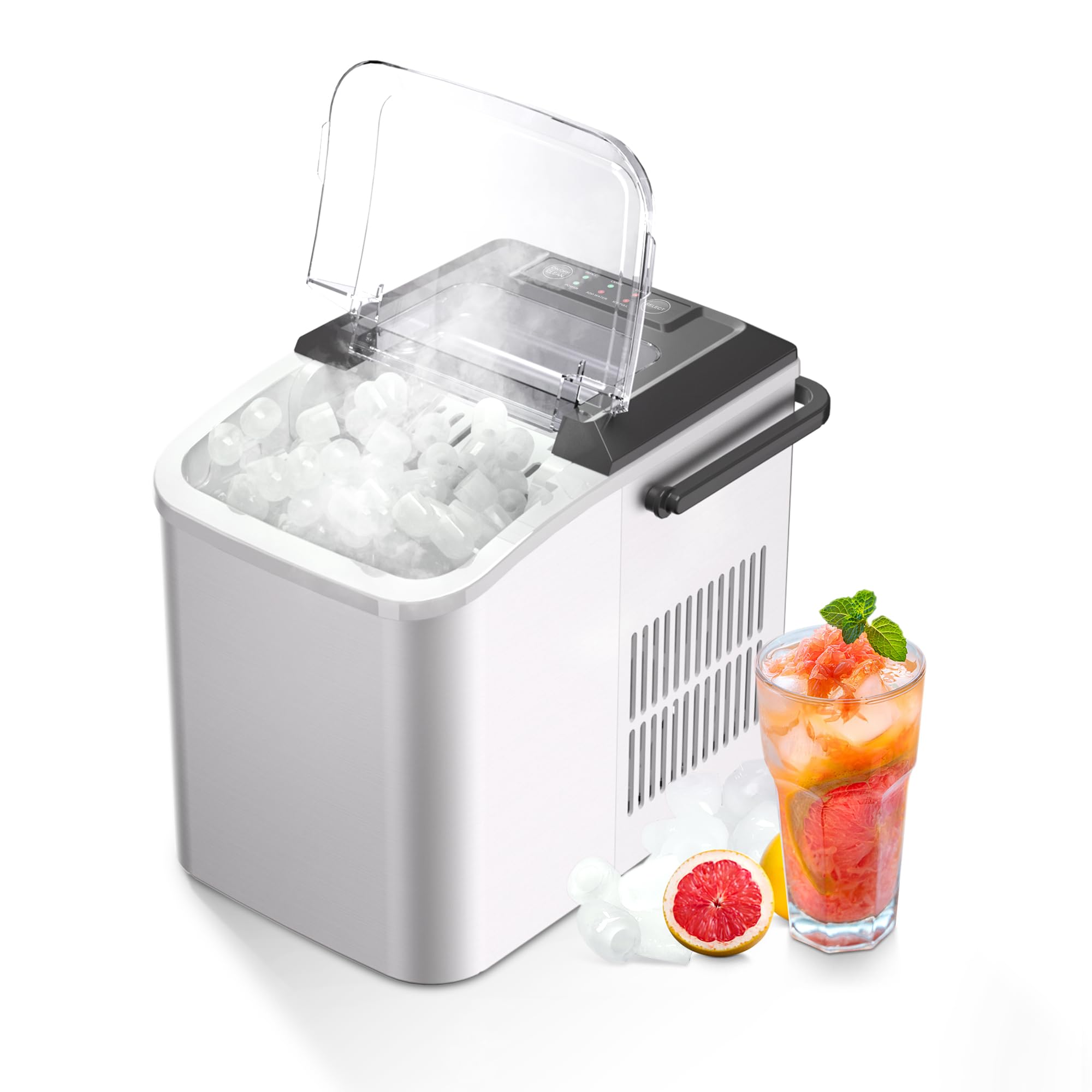 rosmena Bullet Ice Maker- 33 lb/24H Ice Machine, 9 Cubes in 7-8 Mins Ice Cube Maker with Self-Cleaning Function, Small Ice Maker Suitable for Home, Office, Kitchen, RV