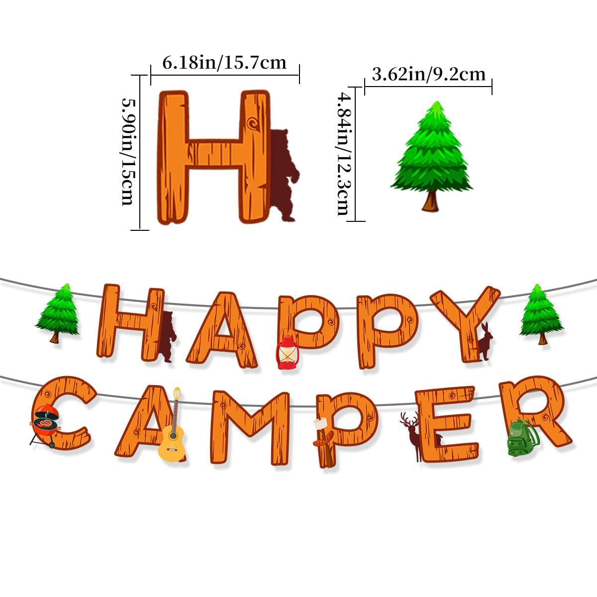 Camping Themed Party Decorations, Happy Camping Banner and 3D Bonfire with Camping Theme Latex Balloon for Teenagers Adventurer Hiking Camping Party Decoration