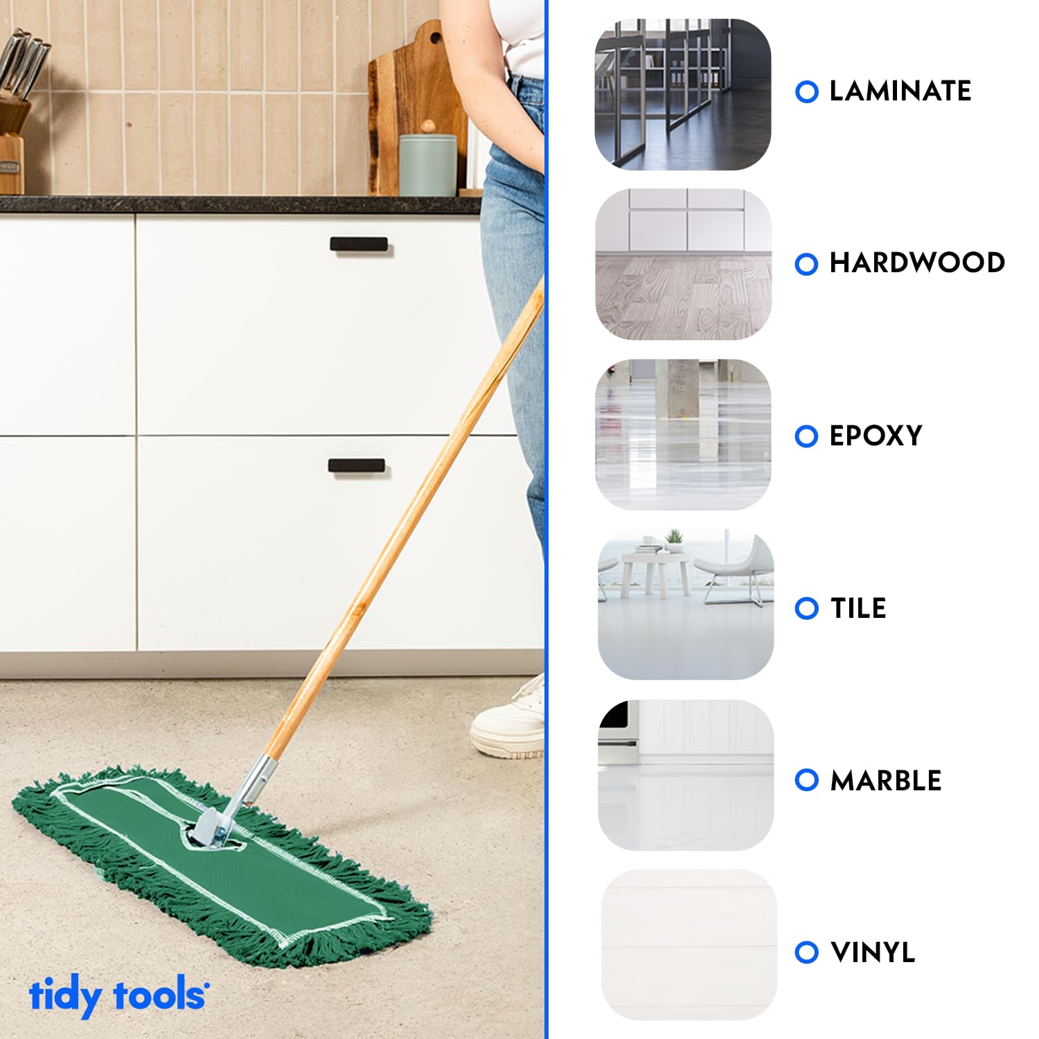 48 Inch Green Dust Mop with Wood Handle and 48 Inch Dust Mop Refill Bundle - 1 Mop Sets and 4 Refills