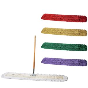 48 inch white dust mop with wood handle and 48 inch dust mop refill bundle - 1 mop sets and 4 refills