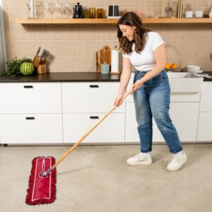 48 Inch Red Dust Mop with Wood Handle and 48 Inch Dust Mop Refill Bundle - 1 Mop Sets and 4 Refills