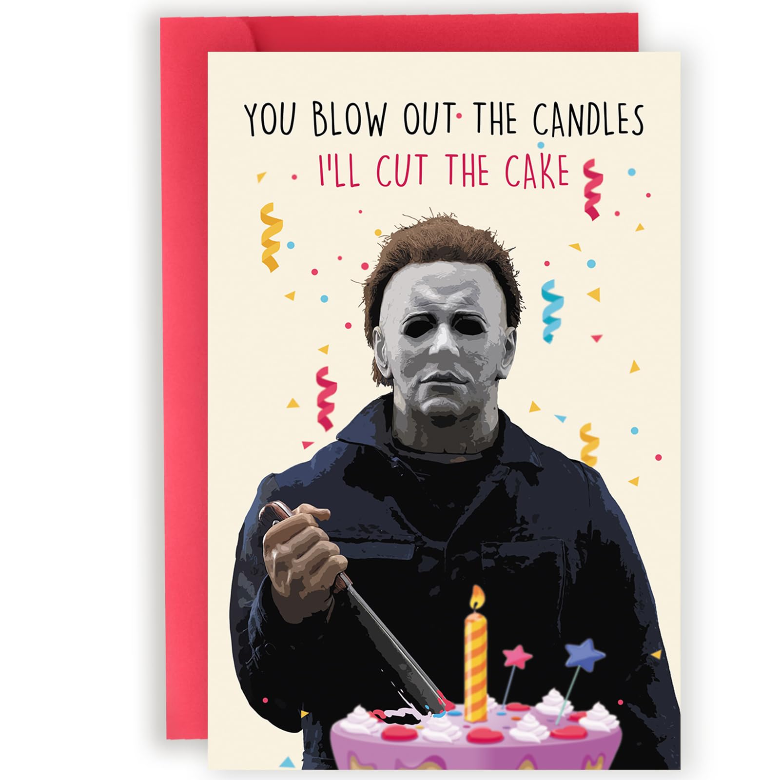 Abeletree Creepy Michael Myers Birthday Card, Horror Movies Killer Bday Card, Halloween Bday Gfits, Mike Myers Birthday Decorations, You Blow Out The Candle