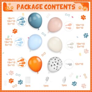 Blue Orange Balloons Arch Garland Kit,Dog Paw Balloons Garland with Retro Sea Blue Orange Paw Print Balloons for Boys Girls Baby Shower Puppy Birthday Party Decor