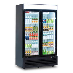 WESTLAKE 48" W Merchandiser Commercial Display Refrigerator 2 Glass Door 2 Section Reach-in Glass Door Upright Fan Cooling 36 Cu.ft Cooler for Restaurant, Bar, Shop, etc