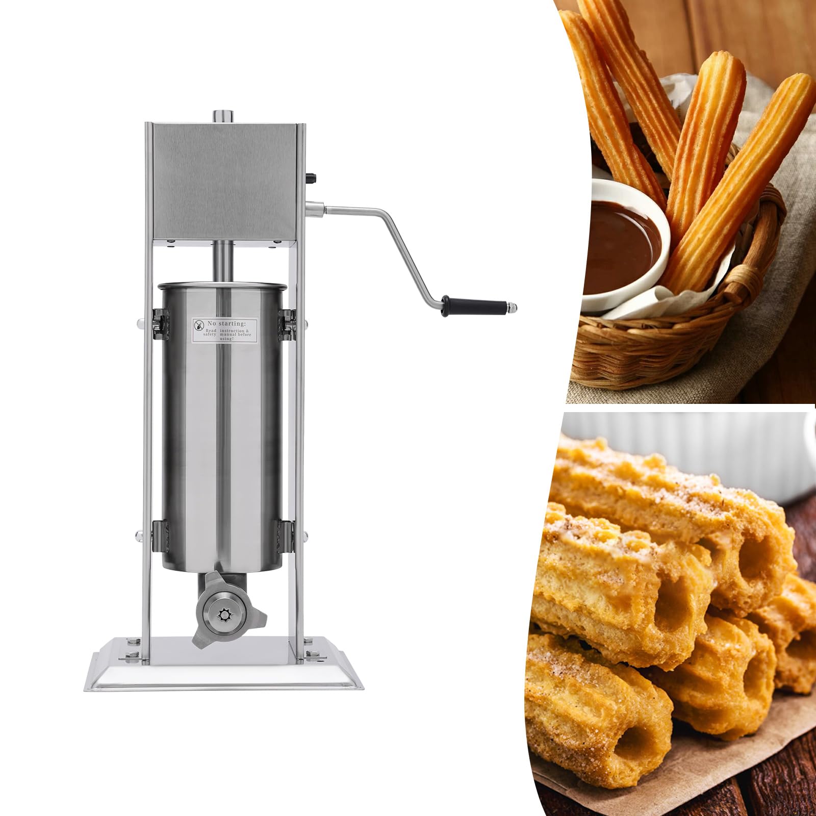 Manual Churros Machine, Commercial Manual 5L Latin Fruit Machine, 4 Nozzles Vertical Stainless Steel Manual Donut Churrera Churro Maker Machine for Home Restaurants Bakeries Cafeterias