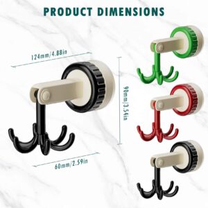 360 Degrees Rotating Folding Hook, 3 Pcs Suction Cup Multi-Claw Hook, Self-Adhesive Suction Cup Hooks Rotating Kitchen Utensil Holder, Multi-Purpose Kitchen Utensil Hanger with 6 Hooks (Black)