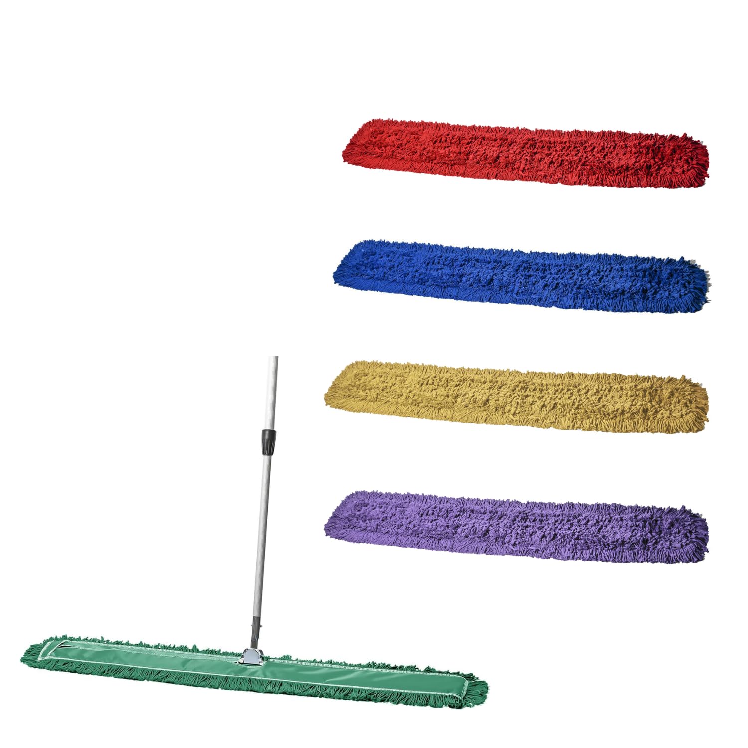 48 Inch Green Dust Mop with Metal Handle and 48 Inch Dust Mop Refill Bundle - 1 Mop Sets and 4 Refills