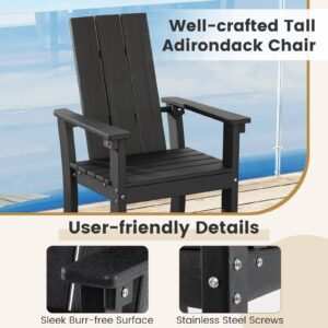 Giantex 52” Tall Adirondack Chair Set of 4, HDPE Outdoor Bar Stool with Ergonomic Backrest, Armrests, Footrest, Fire Pit Chair, All Weather Patio Bistro Chair for Yard, Garden, Lawn Chair (Black)