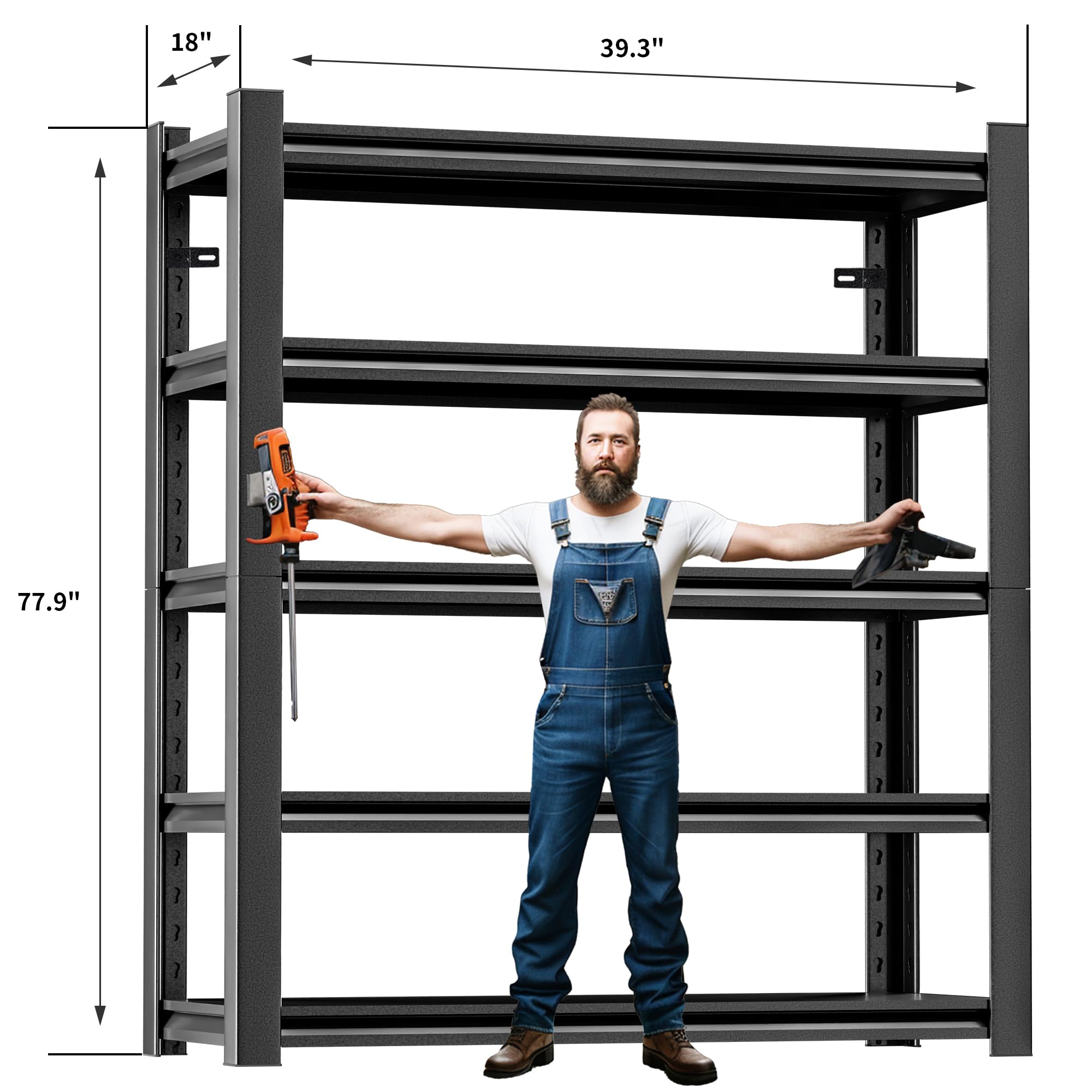 Hzdbhd Garage Shelving Unit,3 Pieces78 HThickened Metal Shelving Units for Garage Storage Shelves Adjustable Shelves,5 Tier Industrial Shelving Shelf Metal Shelves for Storage for Warehouse Basement