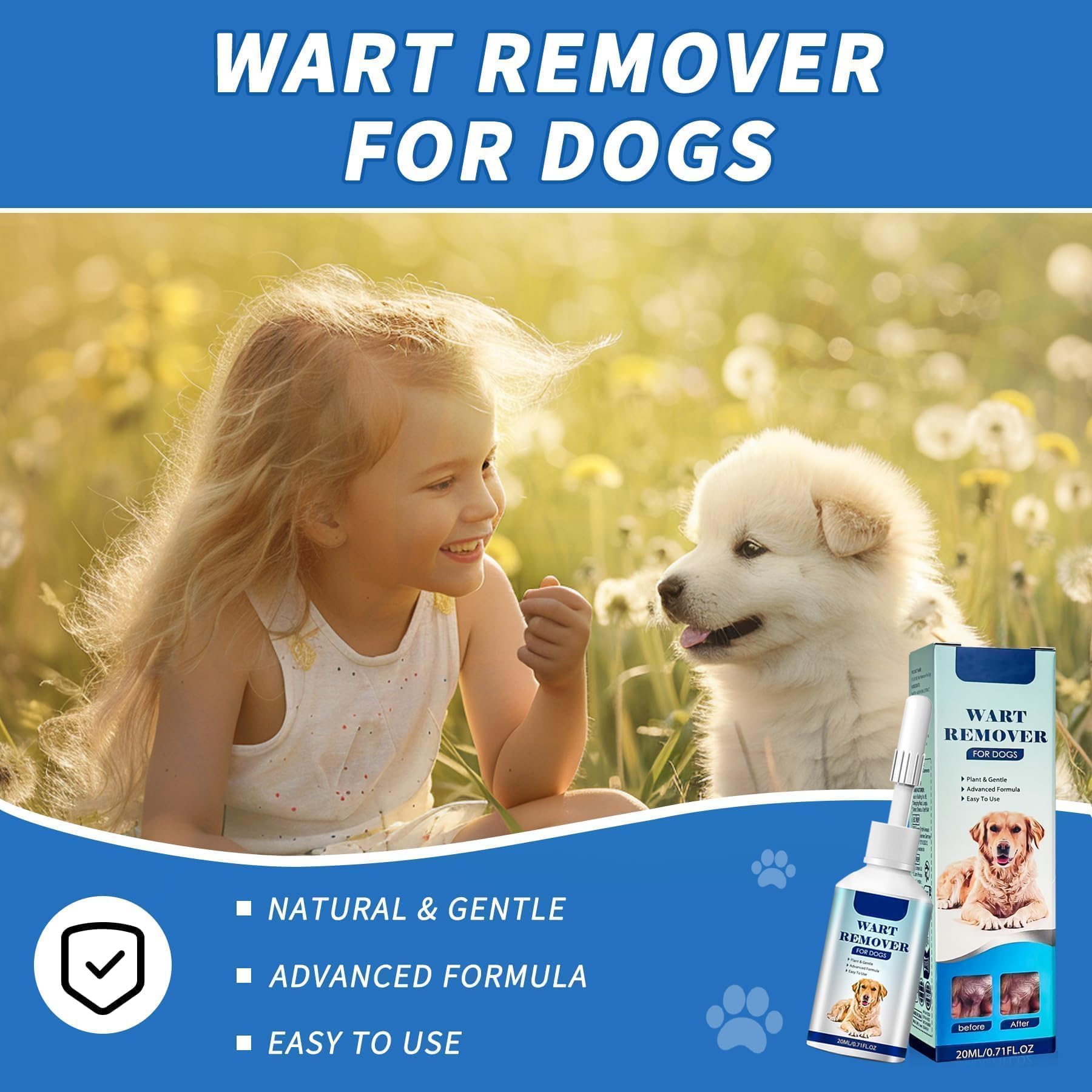 Dog Wart Remover: 20ML Dog SkinTag Removal, Natural Dog Wart Removal Treatment, Rapidly Eliminates Dog Warts & Dog Skin Tags - Fast Acting & Effective, No Harm & Pain-Free