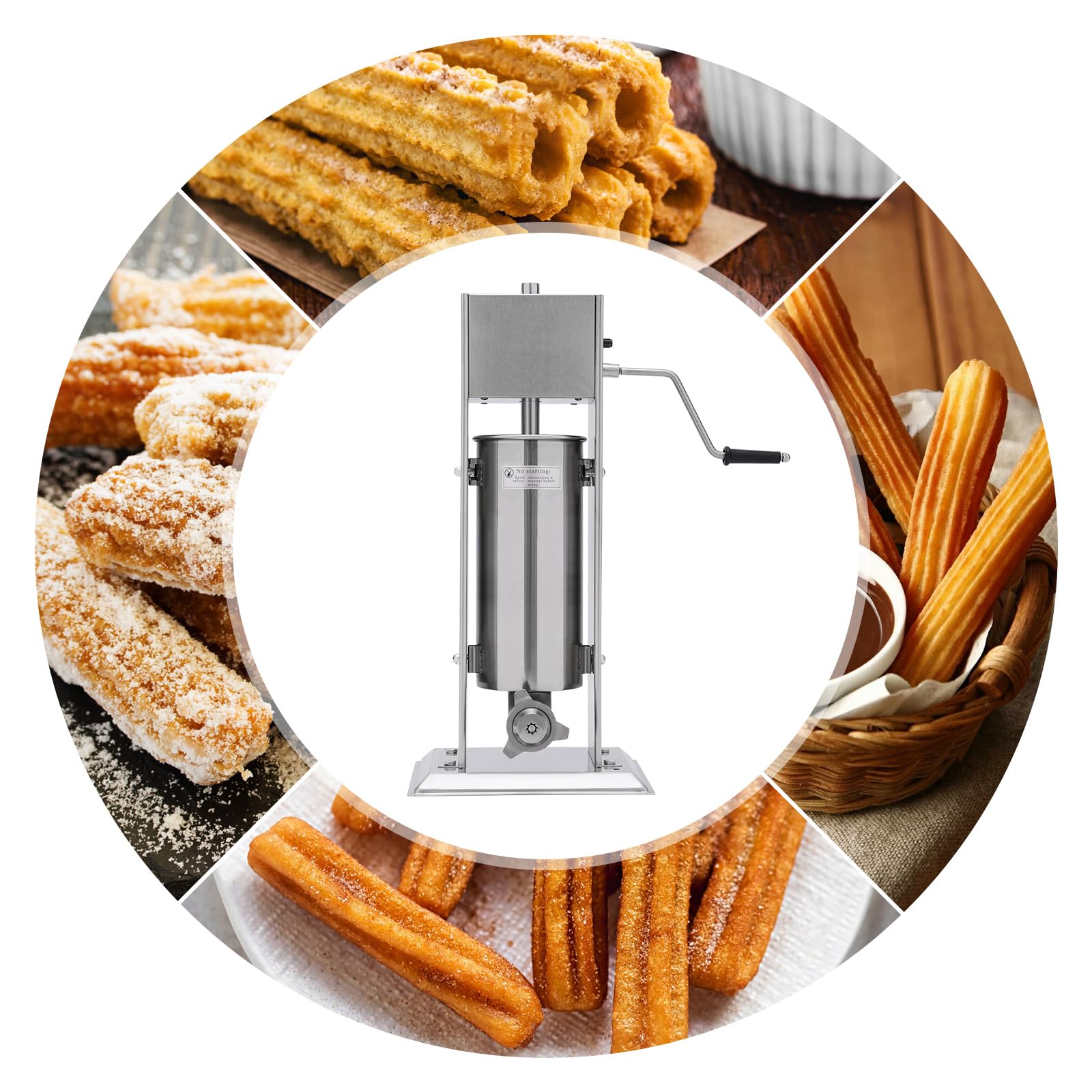 Manual Churros Machine, Commercial Manual 5L Latin Fruit Machine, 4 Nozzles Vertical Stainless Steel Manual Donut Churrera Churro Maker Machine for Home Restaurants Bakeries Cafeterias