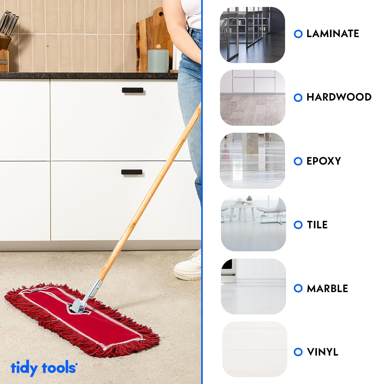 48 Inch Red Dust Mop with Wood Handle and 48 Inch Dust Mop Refill Bundle - 1 Mop Sets and 4 Refills