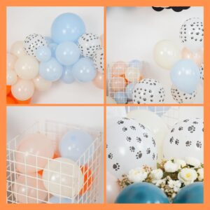 Blue Orange Balloons Arch Garland Kit,Dog Paw Balloons Garland with Retro Sea Blue Orange Paw Print Balloons for Boys Girls Baby Shower Puppy Birthday Party Decor