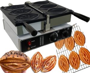 3pcs abalone waffle maker, strange shape waffle maker with non-stick plate, commercial sausage grill female pussy waffle machine for restaurant snack bar