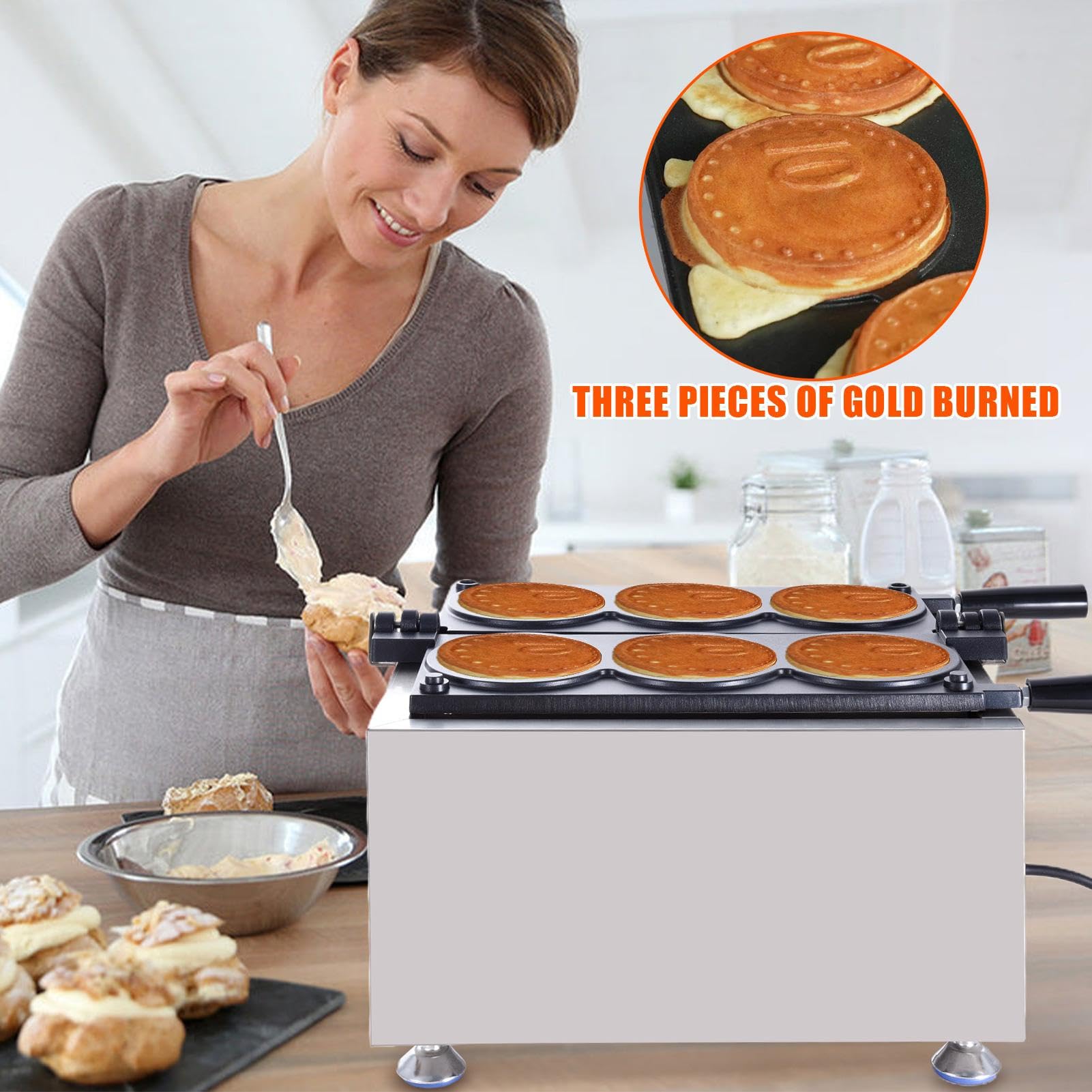 Bubble Waffle Maker | 3000W Waffle Coin Iron Bite Maker,Commercial Electric Waffle Maker, Pancake Maker, Muffins Baking Machine for Restaurant