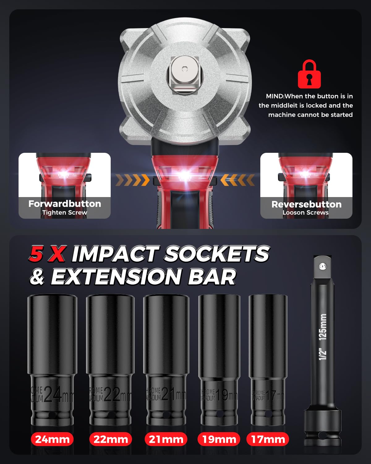 Cordless Impact Wrench, 1200Nm(900 Ft-lbs)1/2" Brushless Impact Gun, 2x4.0AH Batteries Electric Impact Motor Variable Speeds, 21V High Torque Power Impact Driver Ideal for Car, DIY, and Truck RV/Mower