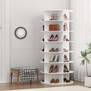 magic union rotating shoe rack tower - 7-tier spinning handbag shoe display lazy susan organizer, 360° revolving shoe rack storage round carousel cabinet, for entryway, living room, bedroom