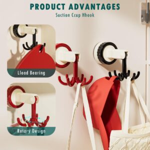 360 Degrees Rotating Folding Hook, 3 Pcs Suction Cup Multi-Claw Hook, Self-Adhesive Suction Cup Hooks Rotating Kitchen Utensil Holder, Multi-Purpose Kitchen Utensil Hanger with 6 Hooks (Black)