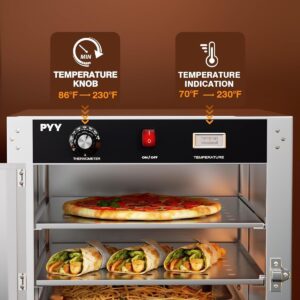 PYY Warming Cabinet 4 Tier 19x19x24 Hot Box Food Warmer for Catering, Countertop Heated Holding Cabinet, Stainless Steel Food Heater Insulated Food Pan Carrier, for Commercial, Kitchen 120V 750W