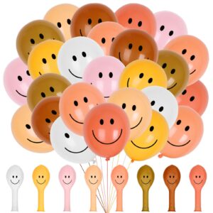 whaline 80pcs happy smile balloons 12'' boho color smile face latex balloons colorful party balloons for baby bridal shower wedding bachelorette party supplies, 8 colors