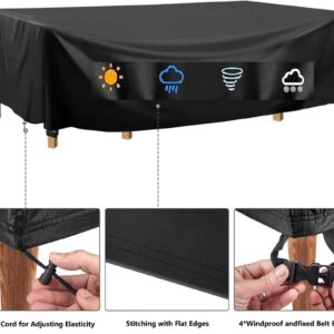 PDSYCB Patio Furniture Cover Waterproof 75''L x 47''W x 30''H/190x120x75cm 600D Heavy Duty Outdoor Furniture Cover Windproof UV and Fade Resistant for Patio Furniture Set Table and Chairs -Black