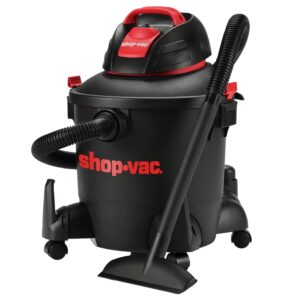 shop-vac 5922805 8 gallon 4.5 peak hp wet/dry utility vacuum, 1.25 inch diameter x 8 ft hose, 6 ft cord, black, includes blower port, filters, ideal for home improvement and workshop use