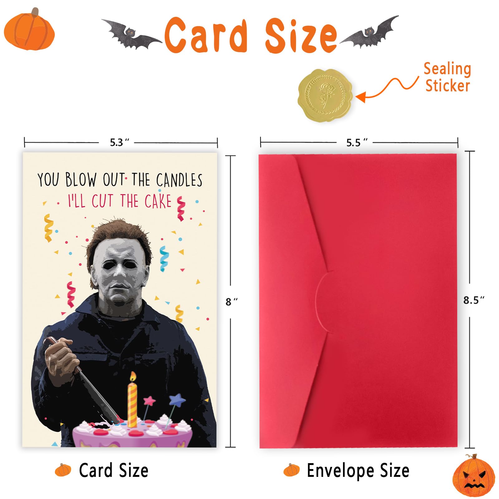 Abeletree Creepy Michael Myers Birthday Card, Horror Movies Killer Bday Card, Halloween Bday Gfits, Mike Myers Birthday Decorations, You Blow Out The Candle