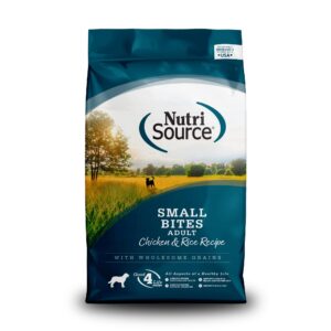 nutrisource adult dry dog food, small bites, chicken and rice, 12lb