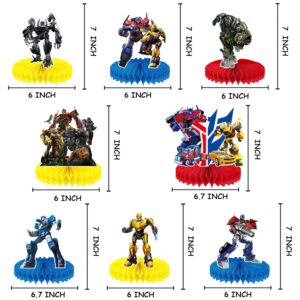 8Pcs Honeycomb Centerpieces for Transformers, Birthday Party Decoration for Transformers，Table Decorations Theme 3D