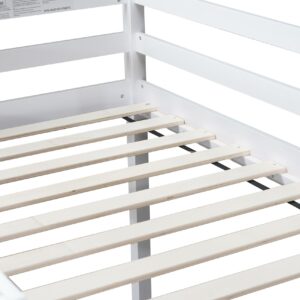 Bellemave Twin Size loft Bed for Kids, Kids loft Bed with Ladder, Wooden loft Bed for Kids, Low loft Bed, White