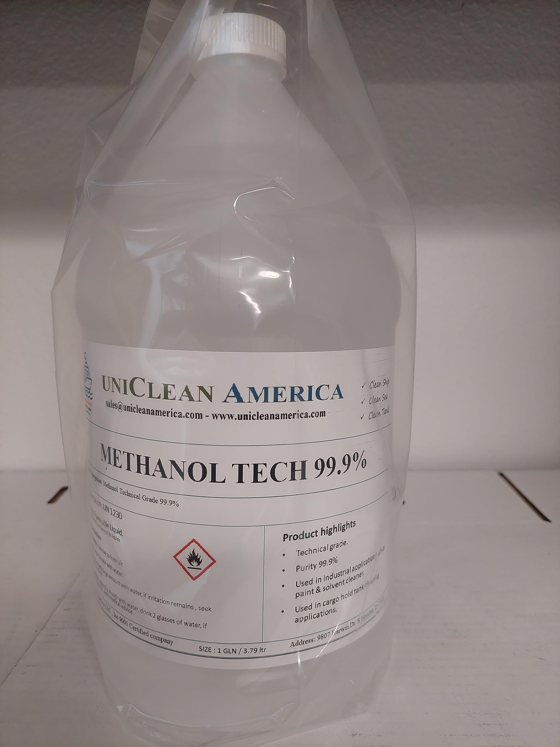 Methanol I Methyl Alcohol I Tech Grade 99.9% Purity - Size 128 fl oz