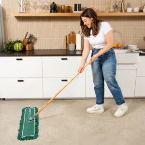 48 Inch Green Dust Mop with Wood Handle and 48 Inch Dust Mop Refill Bundle - 1 Mop Sets and 4 Refills