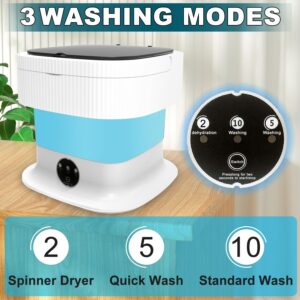 Portable Washing Machine, 13L Mini Foldable Small Washer with Spin Dry, 2 in 1 Portable Washing Machine Lavadora Deep Cleaning for Baby Clothes, Socks Apartments Dorm RV Camping Travel, Blue