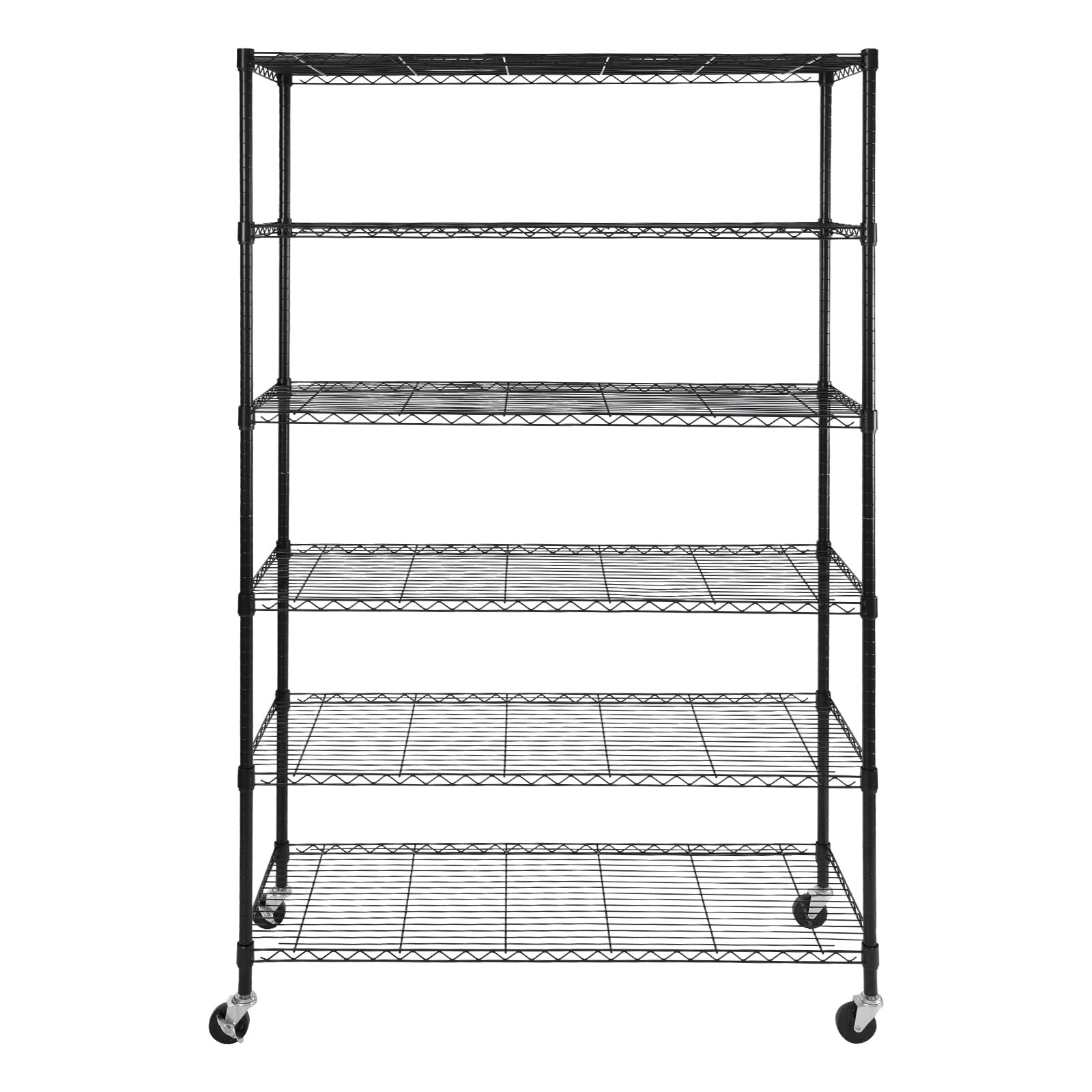 6 Tier Shelf Shelving Unit with Wheels Adjustable Storage Shelf Cart Metal Shelf Rolling Utility Cart 2,100lbs Capacity, Heavy Duty Wire Shelving Rack, 47 x 17 x 80in