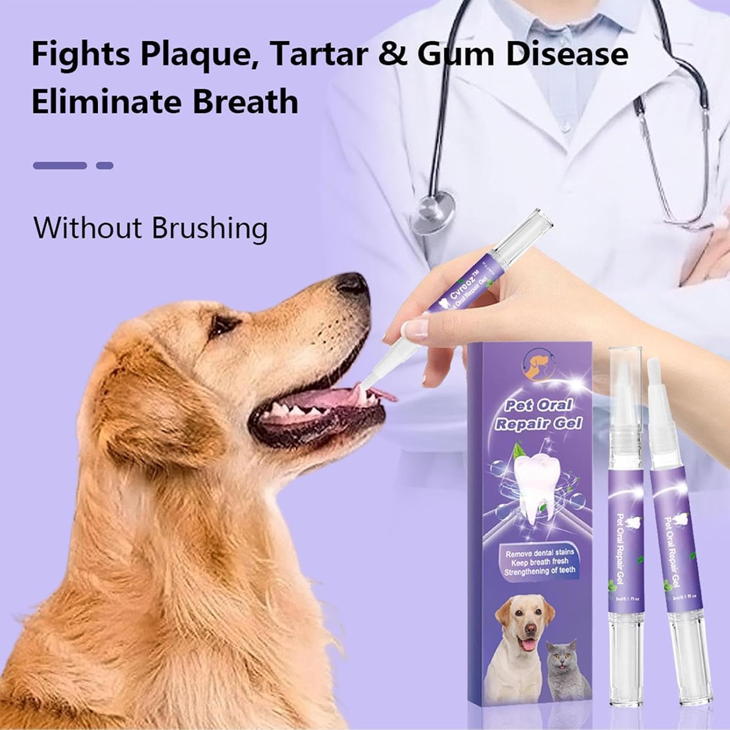 Lettuce Pets Toothbrush, Pet Oral Repair Gel, 8 Pack pet Oral Repair Gel, Pet Oral Care Gel, Pet Oral Restoration White Gel, Pet Teeth Repairing, Pet Oral Restorative Gel for Dogs & Cats (10)