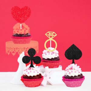 Kreatwow Vegas Bachelorette Party Decorations 24pcs Casino Cupcake Toppers Casino Night Bridal Shower Decorations Poker Cupcake Pick Lucky in Love Wedding Decor for Gamble Bachelorette Las Vegas Party