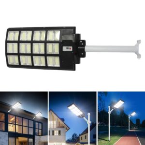 PZLVAME 1200W Solar Street Light 100000LM 280?360㎡ Area Lighting with Motion Sensor, 220° Wide Angle Lighting, Remote Control, IP67 Protection