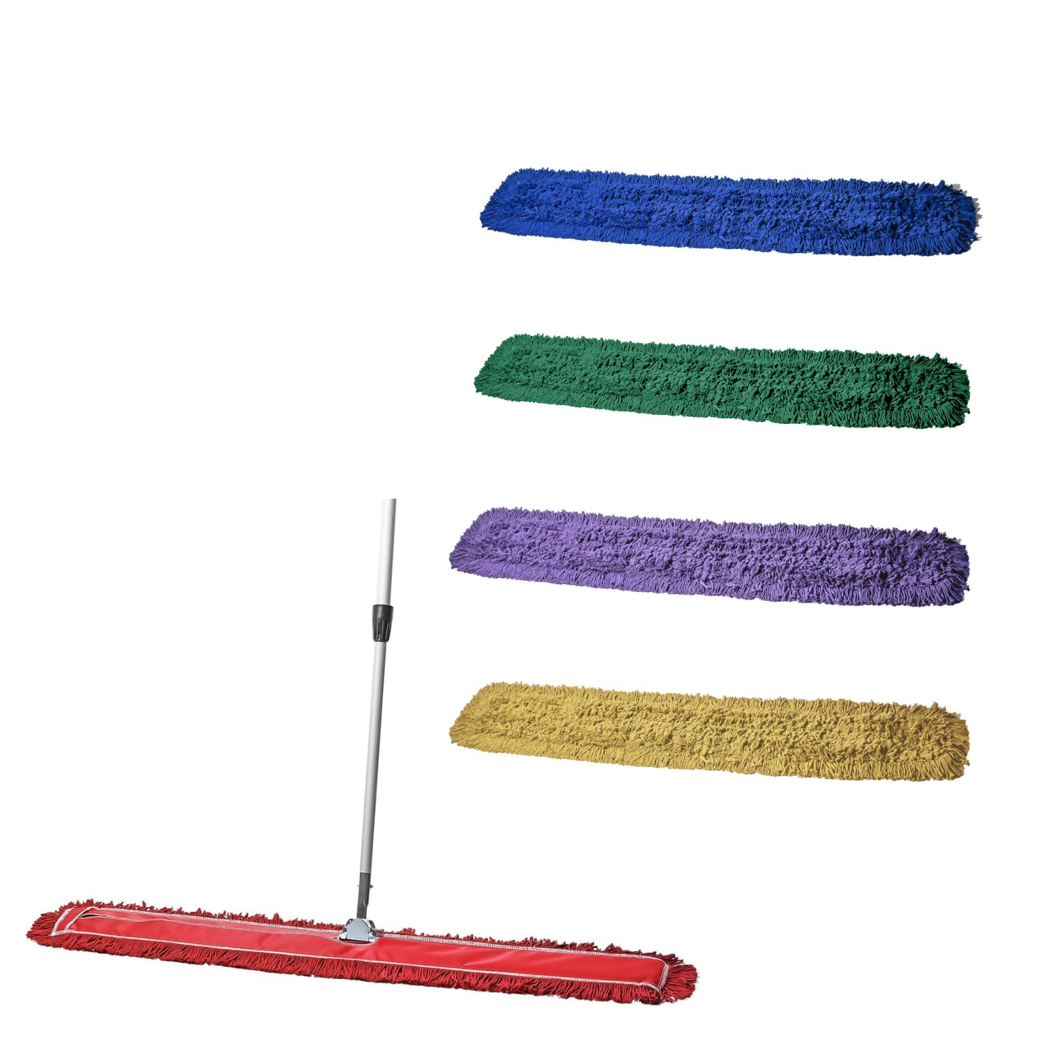 48 Inch Red Dust Mop with Metal Handle and 48 Inch Dust Mop Refill Bundle - 1 Mop Sets and 4 Refills