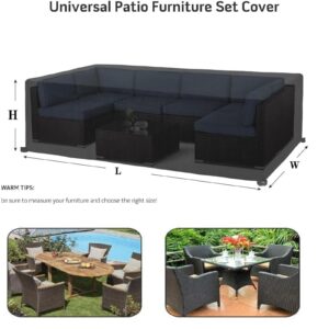 PDSYCB Patio Furniture Cover Waterproof 75''L x 47''W x 30''H/190x120x75cm 600D Heavy Duty Outdoor Furniture Cover Windproof UV and Fade Resistant for Patio Furniture Set Table and Chairs -Black