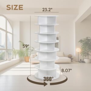 Yechen Rotating Shoe Rack Tower, 7-Tier Spinning Shoe Shelf Carousel, 360° Display Vertical Shoe and Handbag Organizer Furniture for Closet, Modern Free Standing Revolving Round Storage Solution