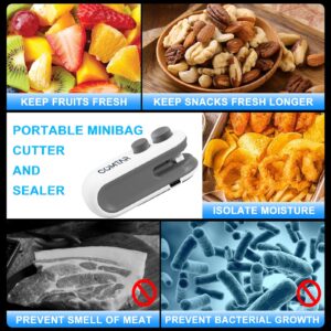 COMTAR Mini Bag Sealer,2 in 1 USB C Rechargeable Chip Bag Sealer Heat Seal Tool, 2 Pack Portable Handheld Vacuum Food Sealer Bag Sealing Machine for Snacks Chips Fresh Storage Snack