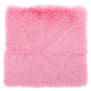 10 inches faux fur plush cushion fluffy small area rug, mini square faux fur rug, small rugs fluffy faux fur, pink small luxury background for jewelry, nail art, photos, product display(pink)