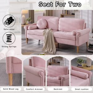 CDBBIB 77.56" Futon Sofa Couch,Mid-Century Loveseat,Corduroy Couch,Chaise Lounge Indoor,Couch and Loveseat Sets,Small Space Furniture Suitable for Living Rooms, Bedrooms, Apartments.(Pink)