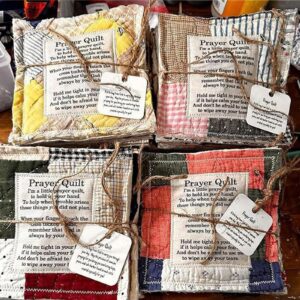 Colorful Handmade Prayer Quilt with Cross and Symbolic Poems - Perfect for You, Your Friends and Family.